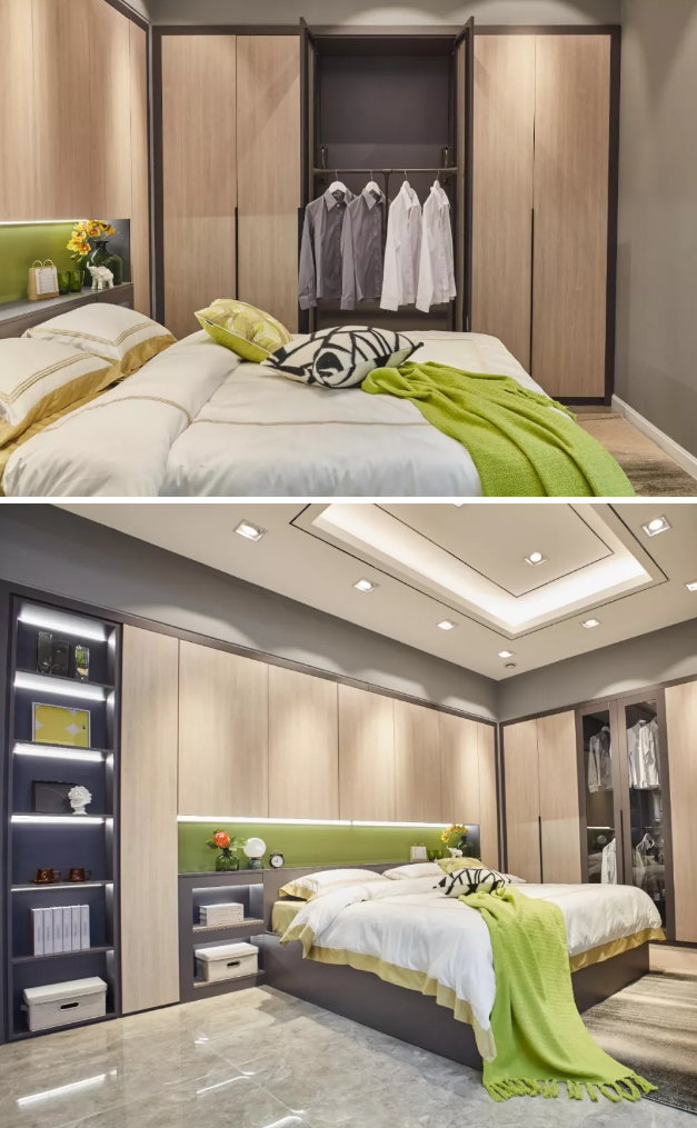 鉴黑担保网免漆生态板清风胡桃定造衣柜实拍